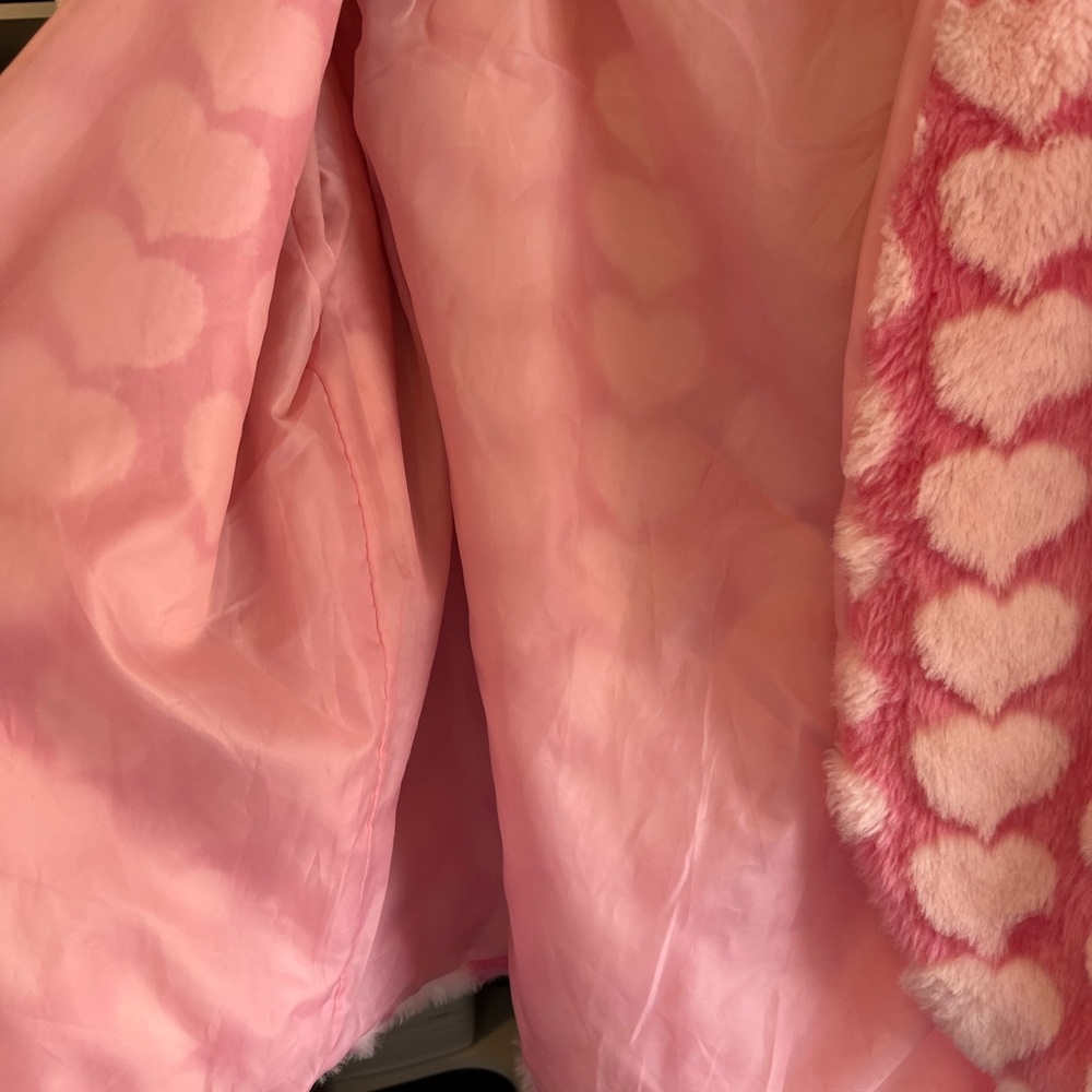 Vtg Y2K Pink Heart Faux Fur Jacket - Women - Picture 3 of 4